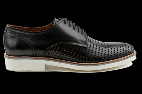 Derby Dress Sneakers with Perforated And Plain Design